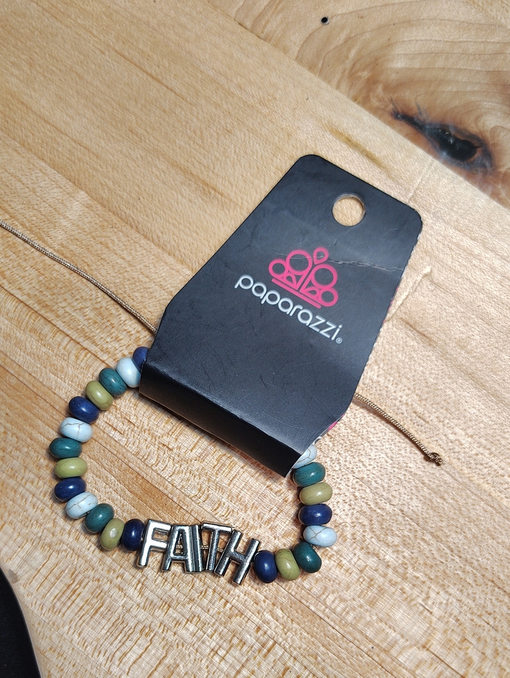 paparazzi Women's FAITH Beaded Bracelet - Green Blue White